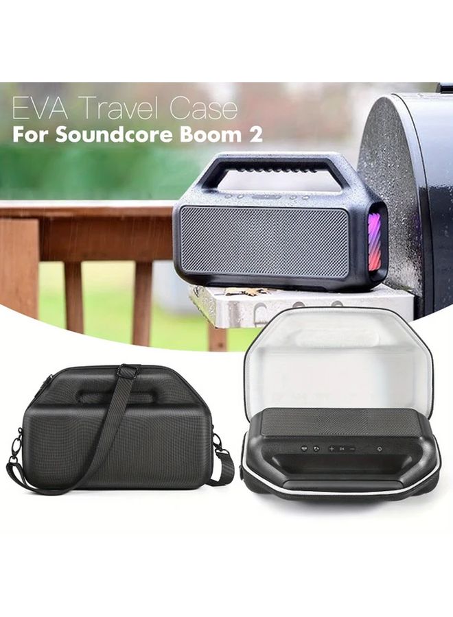 Soundcore Boom 2 Protective Hard Case Black Shockproof Cover with Shoulder Strap - Image 1